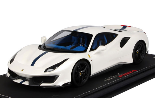 1/18 BBR Ferrari 488 Pista (Italian White w/ Blue Stripe) Resin