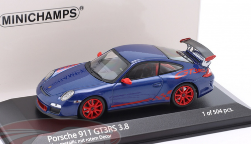 1/43 Minichamps 2009 Porsche 911 (997.2) GT3 RS 3.8 (Blue Metallic) Car ...