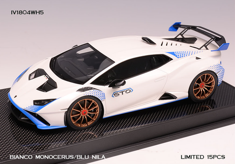 1/18 Ivy Lamborghini Huracan STO (Bianco Monocerus White with Blu