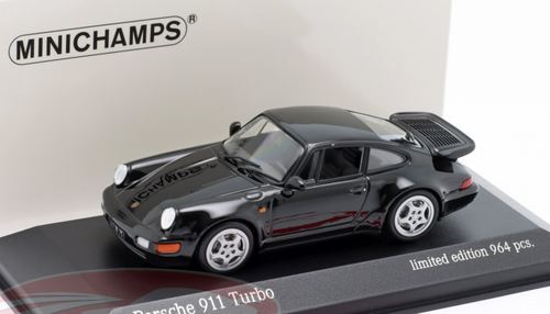 1/43 Minichamps 1990 Porsche 911 (964) Turbo (Black) Car Model
