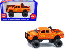 Dodge Ram 1500 Pickup Truck Lifted with Balloon Tires Orange with Flames 1/50 Diecast Model by Siku