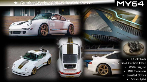 1/64 MY Porsche 911 964 Gunther Werks 400R (White Gold Carbon) Car