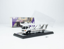 1/64 Unique Model × Tiny Hino 500 Ranger Double Level Transporter White Diecast Model