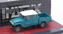 1/43 Matrix 1979 Toyota HJ45 Land Cruiser Crew Cab Pick-Up (Dark Turquoise Blue) Car Model