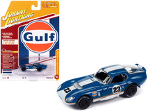 1965 Ford Shelby Cobra Daytona Coupe #23 Dark Blue with White and Orange Stripes "Gulf Oil" "Classic Gold Collection" 2023 Release 2 Limited Edition to 3124 pieces Worldwide 1/64 Diecast Model Car by Johnny Lightning