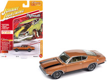 1969 Plymouth Barracuda Bronze Fire Metallic with Black Stripes "Classic Gold Collection" 2023 Release 2 Limited Edition to 2932 pieces Worldwide 1/64 Diecast Model Car by Johnny Lightning