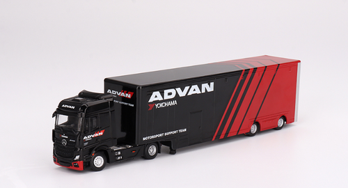 1/64 MINI GT Mercedes-Benz Actros w/ Racing Transporter