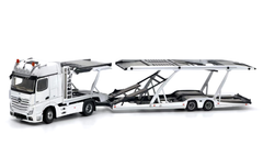 1/64 Unique Model & Tiny Mercedes-Benz Actros Double Level Transporter (White) Diecast Car Model 