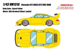 1/43 Make Up 1998 Porsche 911 (993) GT2 Evo (Speed Yellow) Car Model Limited 60 Pieces