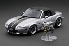 1/18 Ignition Model Mazda Eunos Roadster (NA) Silver With B6-ZE engine (Attached engine)