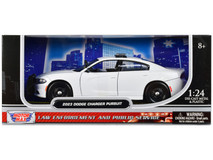 2023 Dodge Charger Pursuit Police Car Plain White "Law Enforcement and Public Service" Series 1/24 Diecast Model Car by Motormax