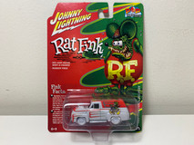 CHASE CAR 1955 Ford Panel Delivery Truck Gray Metallic with Graphics "Rat Fink" "Pop Culture" 2022 Release 2 1/64 Diecast Model Car by Johnny Lightning