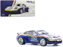 1/64 Porsche RWB 997 #024 "Rothmans" White and Blue with Stripes Diecast Model Car by Pop Race