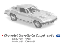 1/43 MINICHAMPS Chevrolet CORVETTE C2 COUPE - 1963 - BLACK Diecast Car Model