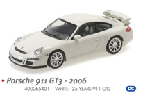 1/43 Minichamps PORSCHE 911 GT3 - 2006 - WHITE - 25 YEARS Diecast Car Model