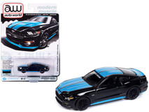 2015 Ford Mustang GT "Petty's Garage" Black with Petty Blue Stripes "Modern Muscle" Limited Edition 1/64 Diecast Model Car by Auto World