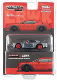 CHASE CAR 1/64 Tarmac Works LB-WORKS Dodge Challenger SRT Hellcat (Chrome Silver with Red Wheels) Diecast Car Model