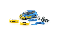 1/64 BM Creations 1998 Toyota Yaris, Echo, Vitz 5 Doors (Blue with Yellow Flame) Car Model