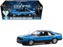 1981 Ford Mustang Cobra T-Top Blue with Light Blue Cobra Hood Graphics 1/18 Diecast Model Car by Greenlight