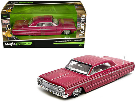 1964 Chevrolet Impala SS Lowrider Pink with Graphics and White