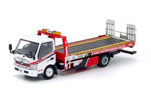 1/64 Unique Model & Tiny Hino 300 Dutro Flatbed Tow Truck Diecast