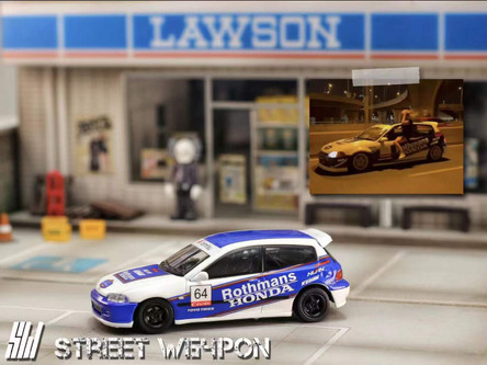 ミニカー 1/64 street weapon Civic STREET WEAPON 1/64 Honda Civic EG6 Yellow Diecast Models Car