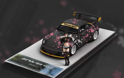 1/64 BSC Porsche 911 964 RWB #667 (Matte Black with Cherry Blossom