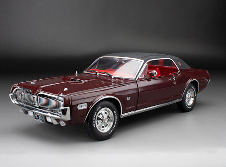 1/18 Sunstar 1968 Mercury Cougar XR7G (Black Cherry Red) Diecast