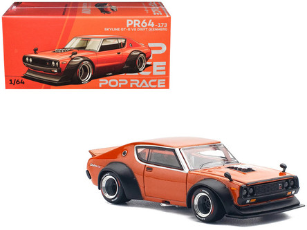 1/64 Pop Race Nissan Skyline GT-R V8 Drift (Kenmeri) Orange