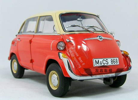 1/18 BMW 600 ISETTA (ORANGE RED) DIECAST CAR MODEL - LIVECARMODEL.com