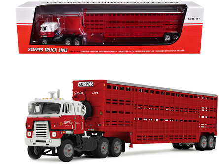鉄道模型 TURNPIKE LIVESTOCK TRAILER MAMMOTH Mack Pinnacle Truck with Pot Belly Livestock Trailer Blue
