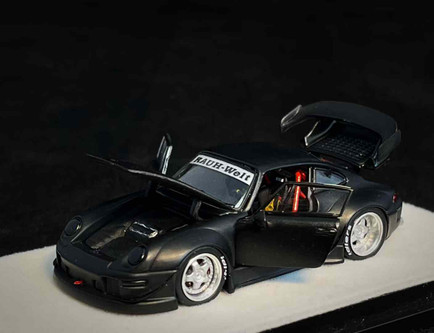 1/64 PGM Porsche 911 RWB 993 (Matte Black with Silver Wheels 