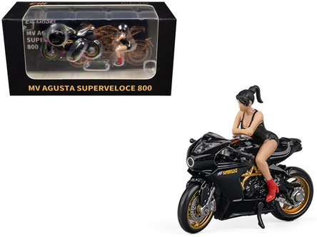 1/64 CM Model MV Agusta SV800 With Showgirl Figure (Black) Diecast