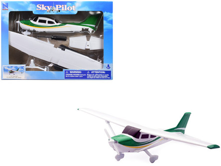 Model Kit Cessna 172 Skyhawk Aircraft White with Green and Yellow