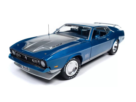 1/18 Auto World 1971 Ford Mustang Mach 1 MCACN (Blue) DIecast Car