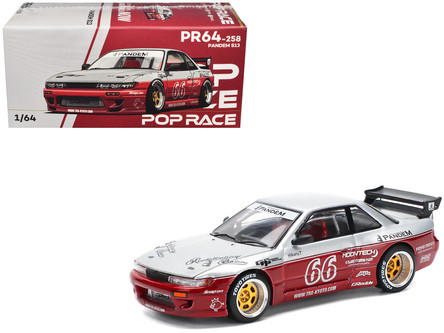 1/64 Poprace Pandem Nissan Silvia S13 (Moontech Red) Diecast Car