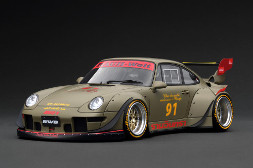 1/18 IG Ignition Model Porsche 911 993 RWB #91 (Khaki Green) Car