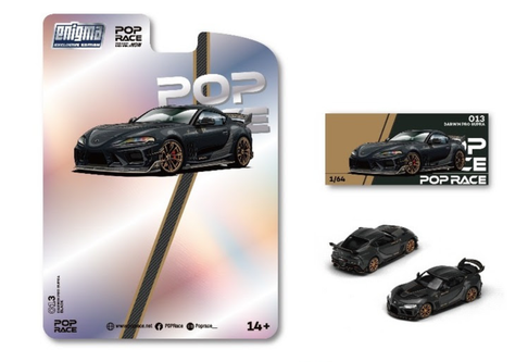 BLACKPEARLS Sports car series BPS×AKA TOYOTA SUPRA DARWINPRO BLACK 1/64 DIECAST MODEL CAR BY POP RACE