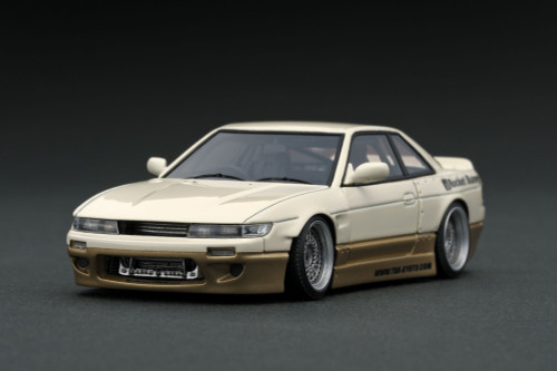 1/43 IG Ignition Model Nissan Silvia Rocket Bunny S13 V1 (White/Gold) Car  Model