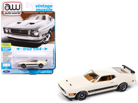 1973 Ford Mustang Mach 1 Pearl White with Black Stripes 