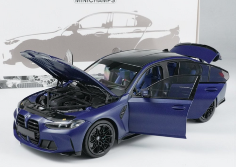 1/18 Minichamps 2024 BMW M3 G80 (Matte Blue Metallic) Diecast Car