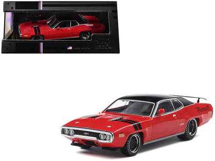 1971 Plymouth GTX Rally Red with Black Top and Stripes 1/43