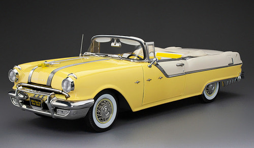 1/18 Sunstar 1955 Pontiac Star Chief Open Convertible (White Mist