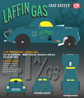 ぱんだ 1/18 ACME 1940 Gasser Laffin Gas Diecast Car Model - LIVECARMODEL.com