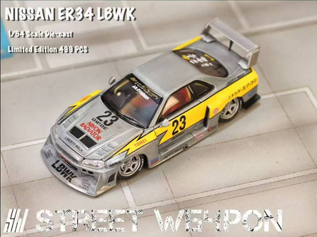 1/64 SW Nissan Skyline GT-R GTR R34 ER34 LBWK #23 (Silver & Yellow ...