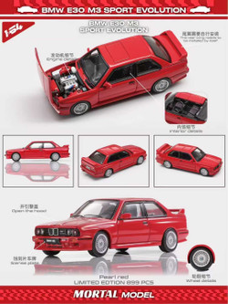 1/64 Mortal BMW M3 E30 Sport Evo Evolution (Red) Diecast Car Model