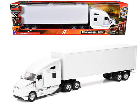 928専用ページ Kenworth T680 Truck White with Dry Van Trailer White 