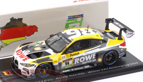 ミニカー 1/43  M4 GT3 - ROWE Racing 3rd Macau 1/43 Spark BMW M4 GT3 EVO No.98 ROWE RACING Winner 24H Nürburgring