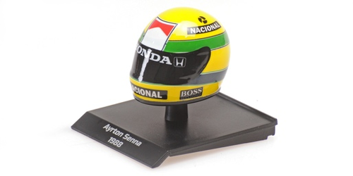 ミニカー Ayrton Senna 1988 1/2 Scale Mini-Helmet 1/10 Minichamps 1988 Formula 1 Ayrton Senna Helmet Model