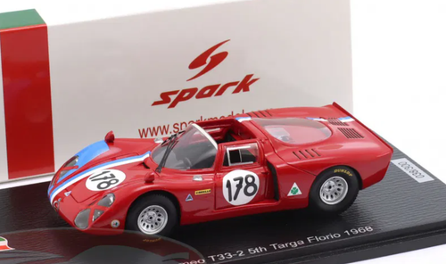 1/43 Spark 1968 Alfa Romeo T33/2 #178 5th Targa Florio Racing Team